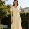 Summer Square Neck Waist-Cinching Midi Dress