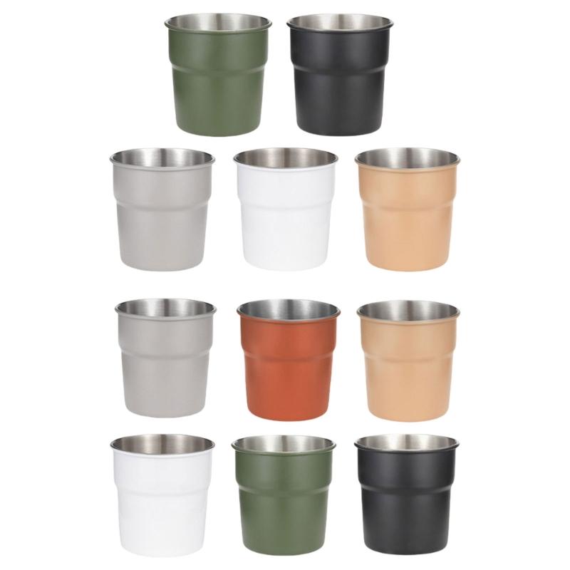 5/6pcs Stackable Camping Water Cup 300ml Teas Coffees Milk Beer Mug Stainless Steels Drinking Cups Outdoor Travel Cups