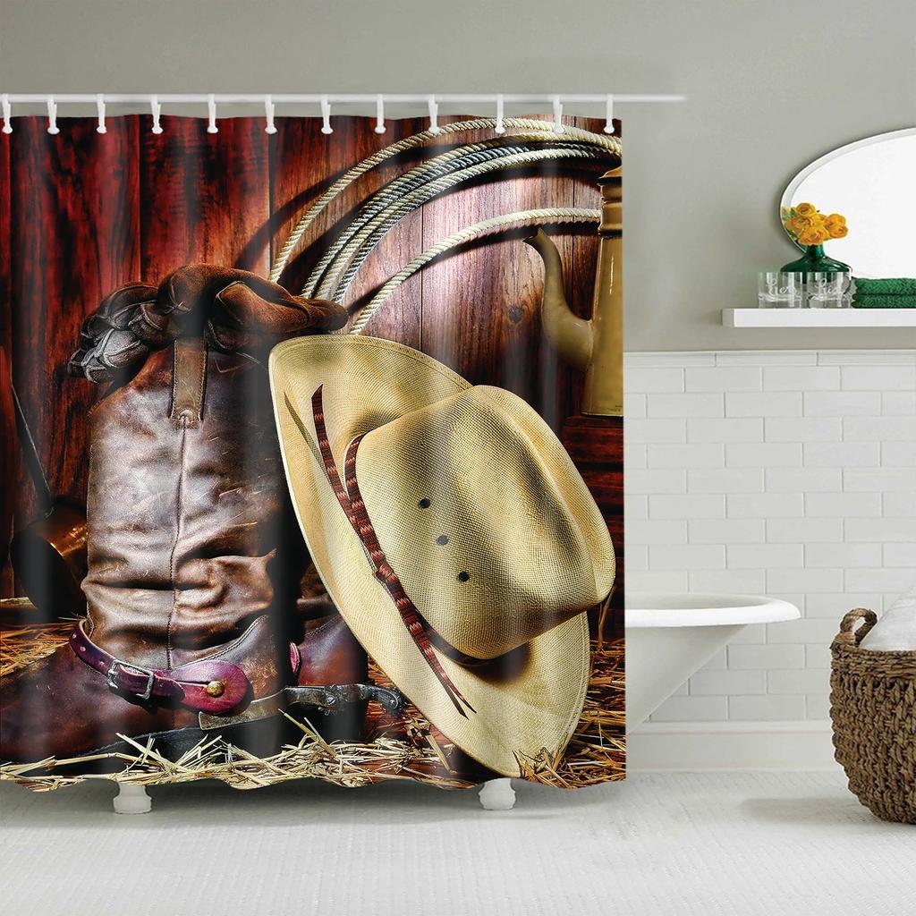 Vintage Style American Flag British Flag Shower Curtains Bathroom Curtain Frabic Waterproof Polyester Bath Curtains with Hooks