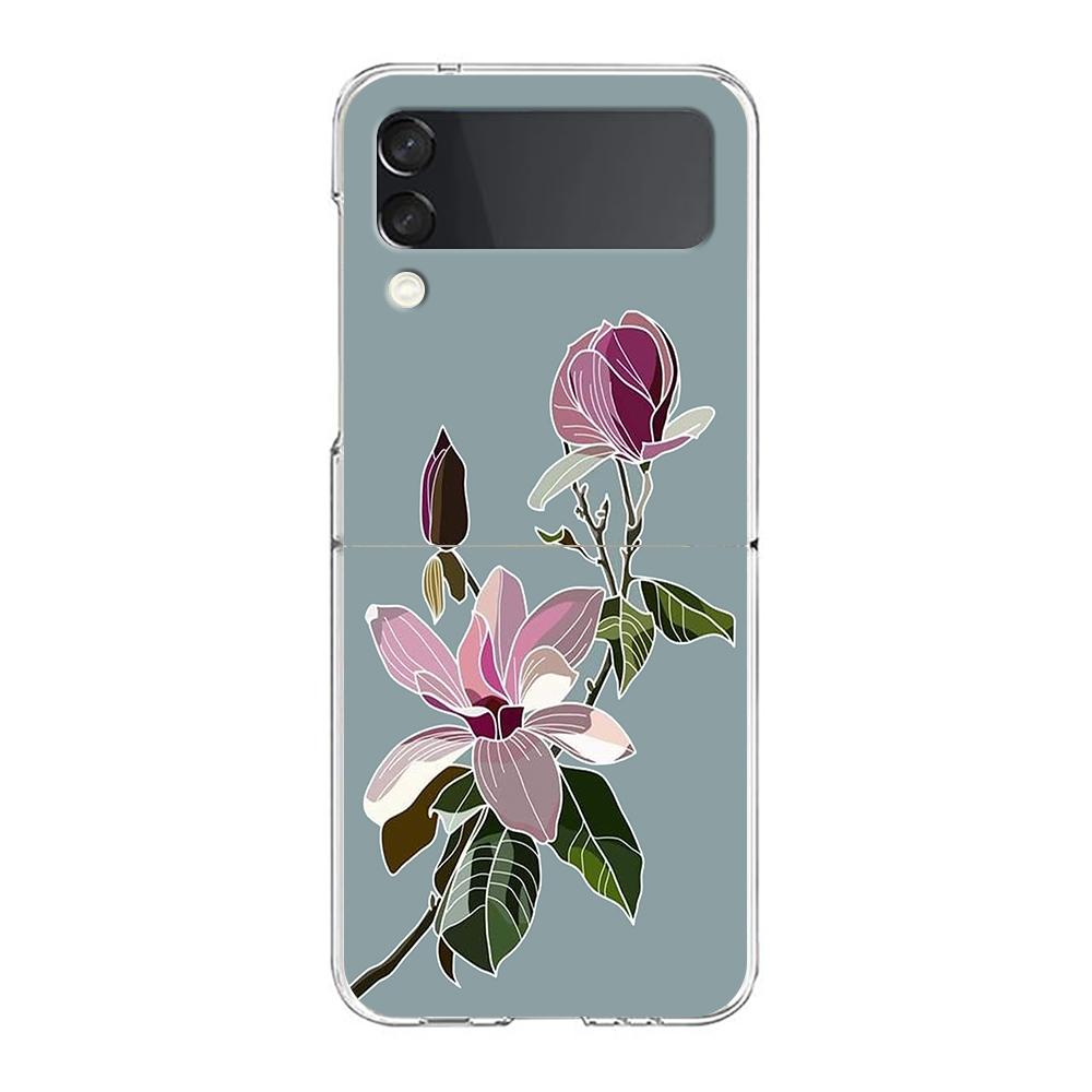 Art Flower Phone Case For Samsung Galaxy Z Flip 7 6 5 4 3 For Samsung Flip7 Flip6 Flip5 Shockproof Dustproof Hard Folding Cover