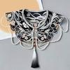 Women Faux Collar with Pearl Chain Tassels Vintage Embroidery Chinese Black Fake Collar Shawl Capelet with Beads Tassels
