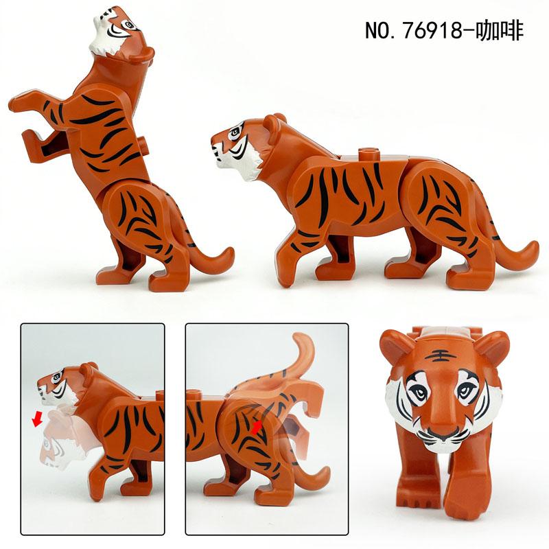 MOC Zwierzęta Zoo Klocki Słonie Tygrysy Słonie Małpy Łosie Niedźwiedzie Owce Wielbłąd Koń Krokodyl Lampart Mini Klocki DIY T11