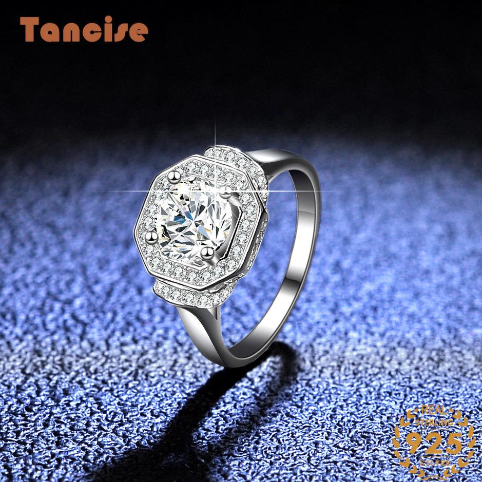 Tancise klassischer Moissanit-Silberring für Damen, Schmuck, Hochzeitsversprechen, Party-Geschenk_voghion.com