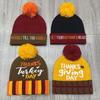 Acrylic Knitted Beanie Hat Warm Embroidered Beanies Funny Thanksgiving Hat  Themed Party