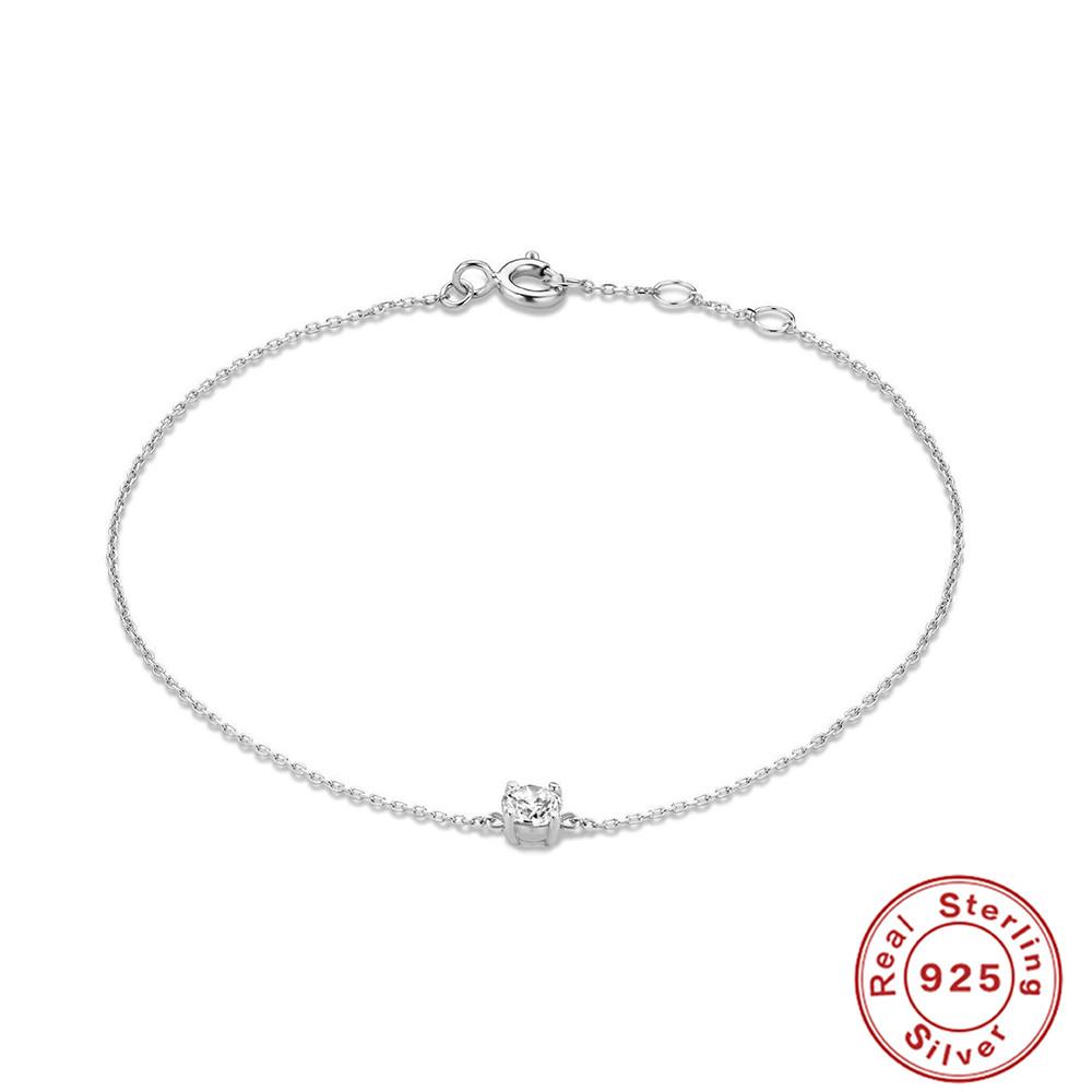 CANNER Real S925 Silver Mini Zircon Flower Pendant Bracelet Chain for Women's Fine Jewelry Gifts Gold Bracelets Bangles