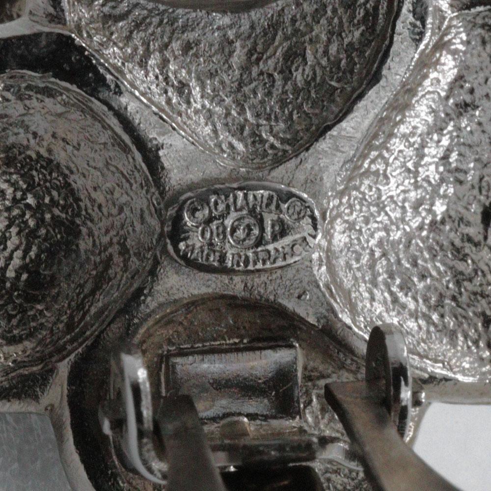 Chanel Camellia COCO Mark Earring Silver Metallic 15.5g Women Used