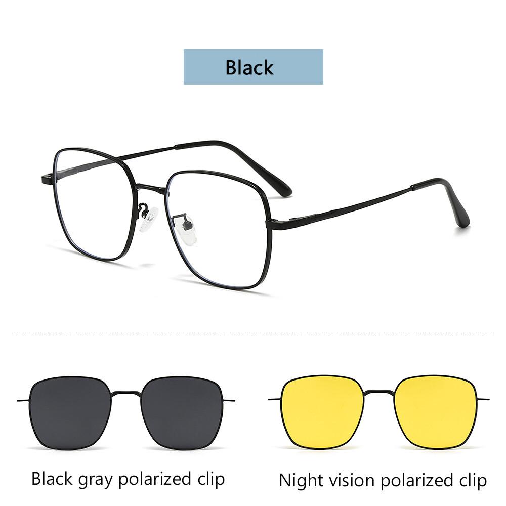 Men's Metal Prescription Glasses Minus -0.5 -1 -125 -3.5 Clip On Magnetic Polarized Sunglasses Anti Blue Light Computer Eyewear