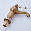 Ceramic Antique Brass Faucet Bathroom Sink Faucet Blue White Porcelain Long Neck Vintage Faucet Kitchen Water Basin Tap