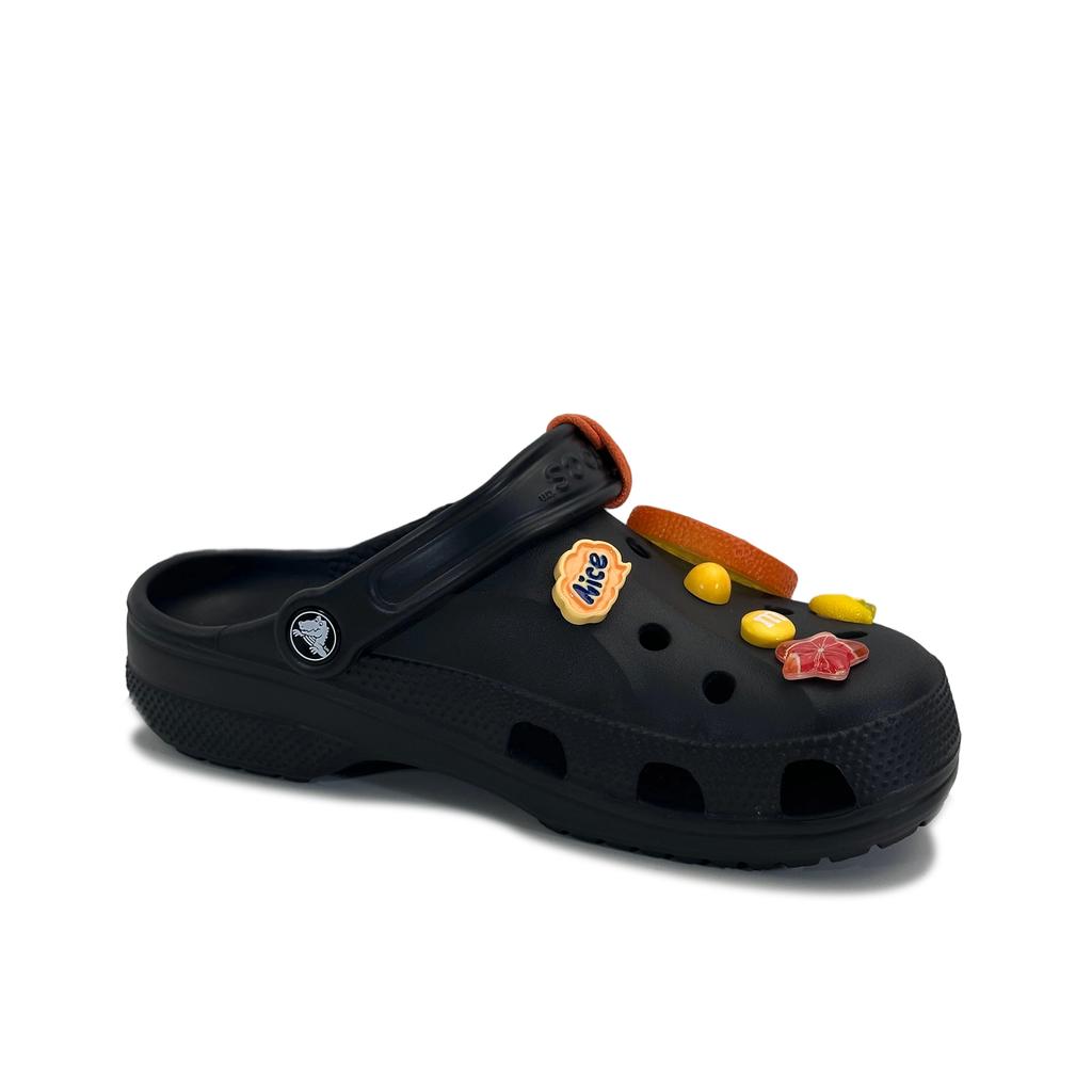 Crocs Baya EVA Orange C Beya Beach Fashion Casual Versatile Comfortable Hole Shoes Unisex Black