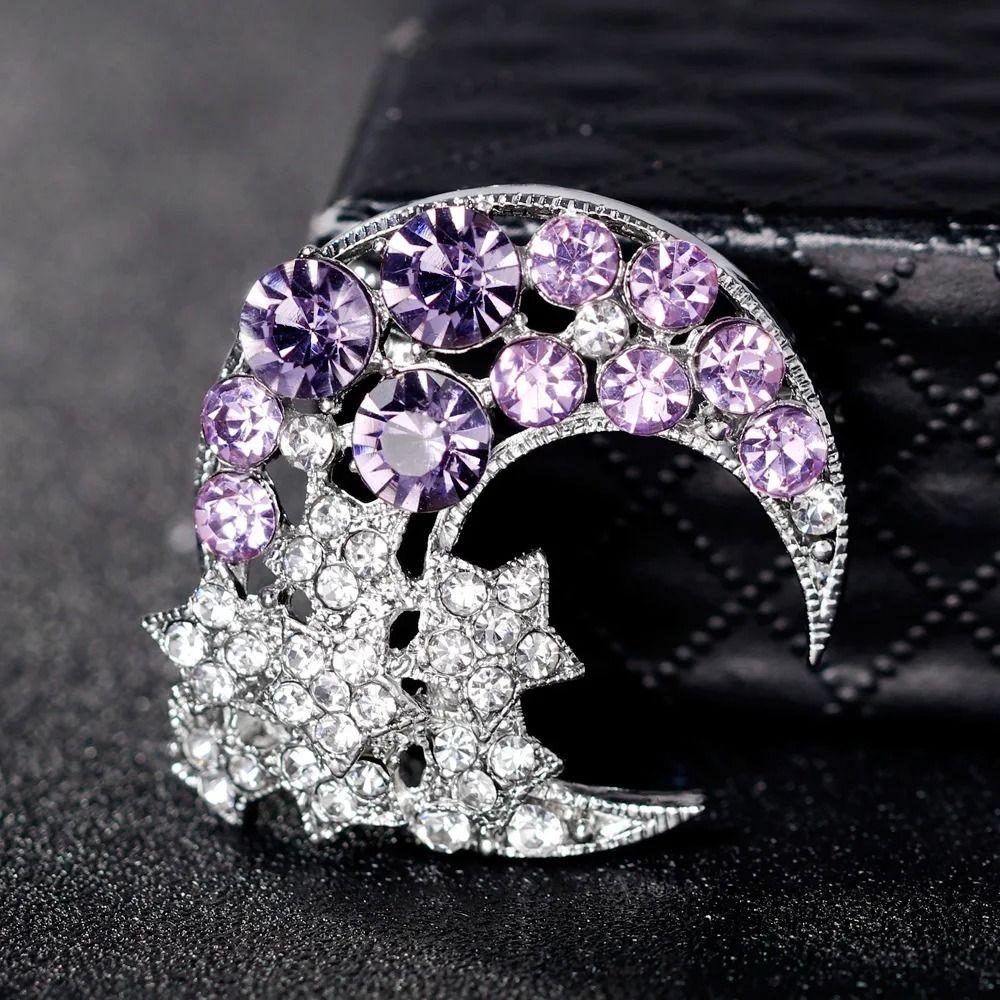 Rhinestone Inlay Brooch Pin Alloy Decor Badge Fashion Lapel Ornament Gift