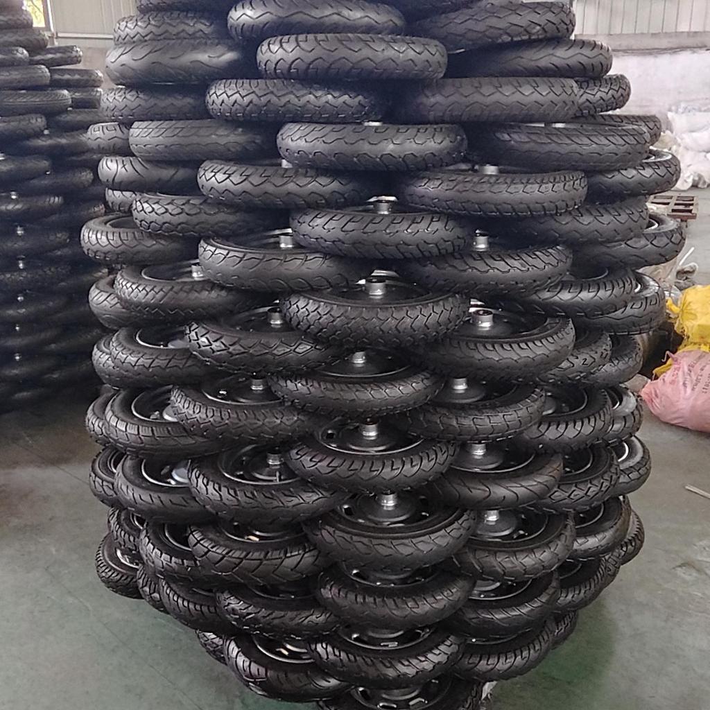 Refurbished 16-Inch Inflatable Hand Cart Wheel 3.00-10, High Load Capacity, Silent Rollers, Rubber Pneumatic.