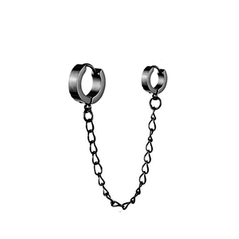 European And American Earrings High -Quality Stainless Steel Circular Double Ear Buckle Chain Earrings