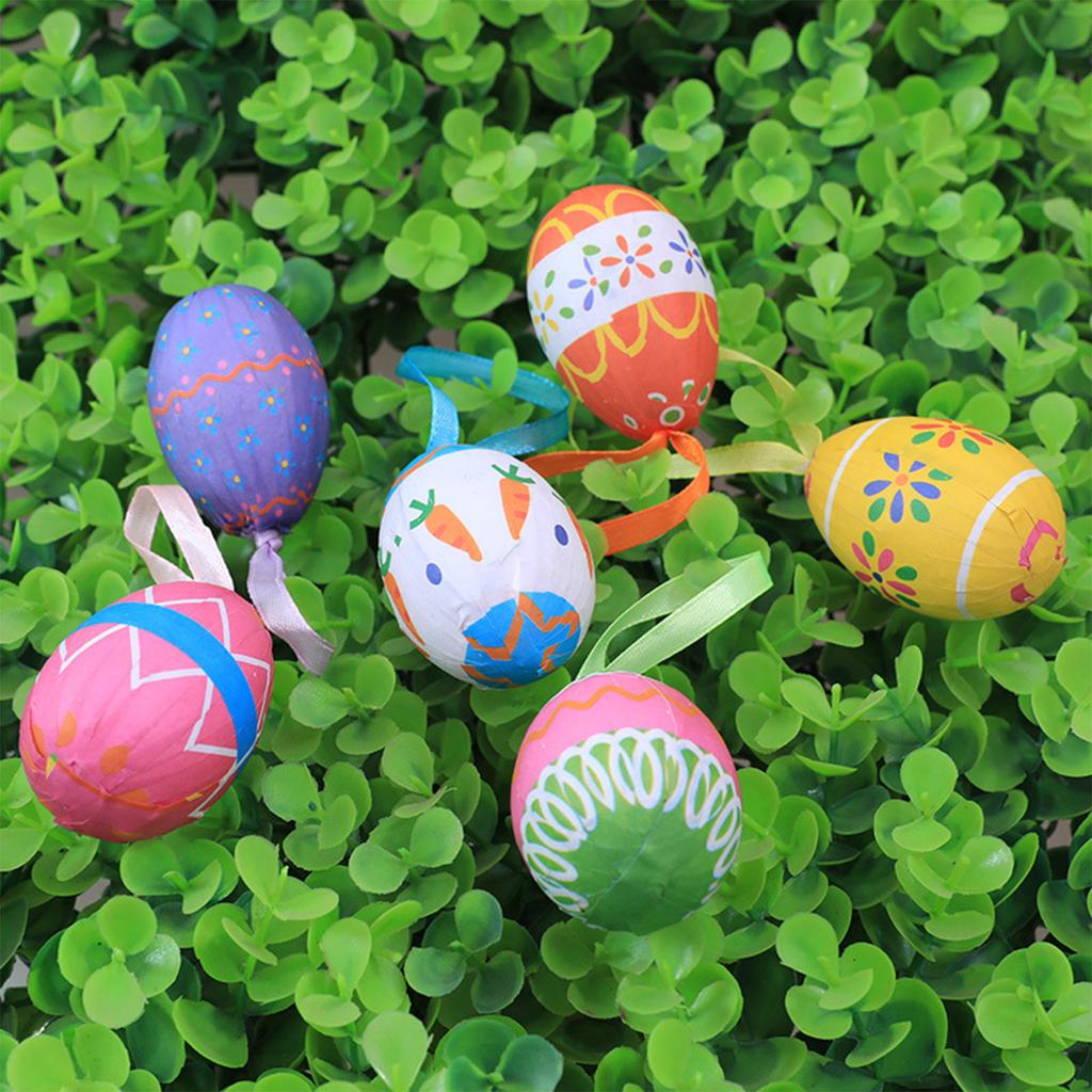 6pcs Easter Colorful Eggs Decoration Hanging Ornaments for Easter Tree Spring Party Supplies Home DIY Craft Kid Toy Gift
