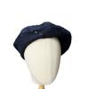 25 Autumn New High-end Quality Heavy Industry Bright Diamond Denim Bead Beret Women's Hat Tide