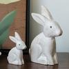 Easters Rabbit Statue Set of 2 Cute Wooden Bunnies Figurines Decors for Living Room or Bedroom Desktop Display Ornaments