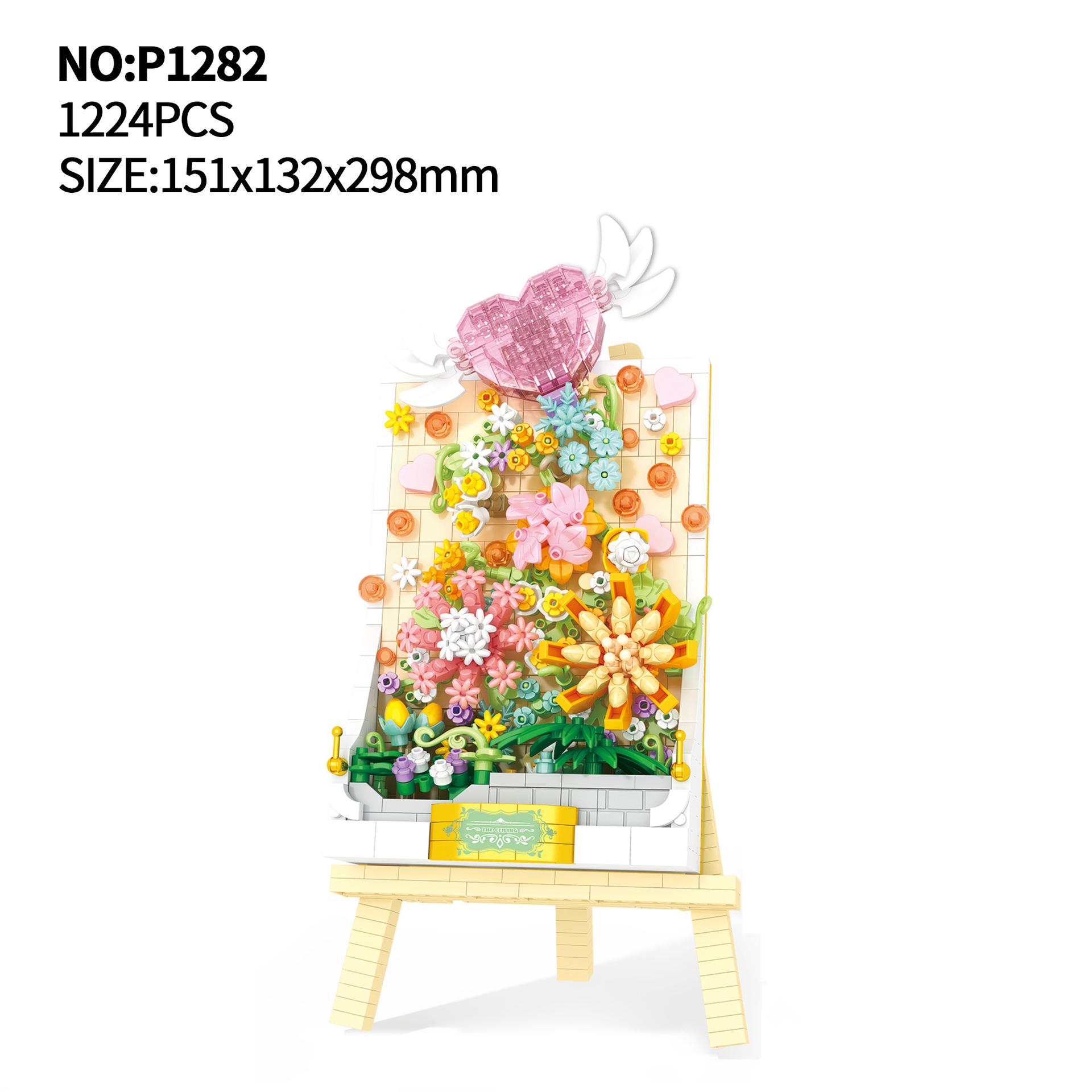 

Construction Idea Art Flower 3D Painting Micro Diamond Blocks With Easel Construction Block Build Toys With Light For Girls Gifts
