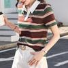 Navava Women S Daily caSual STriped Color Collar T ShirT nT3367