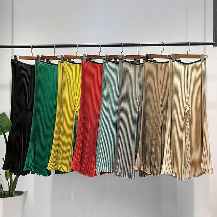Pantaloni gonna comodi casual larghi a gamba larga da donna, estivi, design plissettato con effetto fluttuante