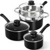 MICHELANGELO Non-stick Pan with Lid Ceramic Cookware Set with Steamer,Easy-to-clean Pots Multi-purpose Cooking Pot with Steamer