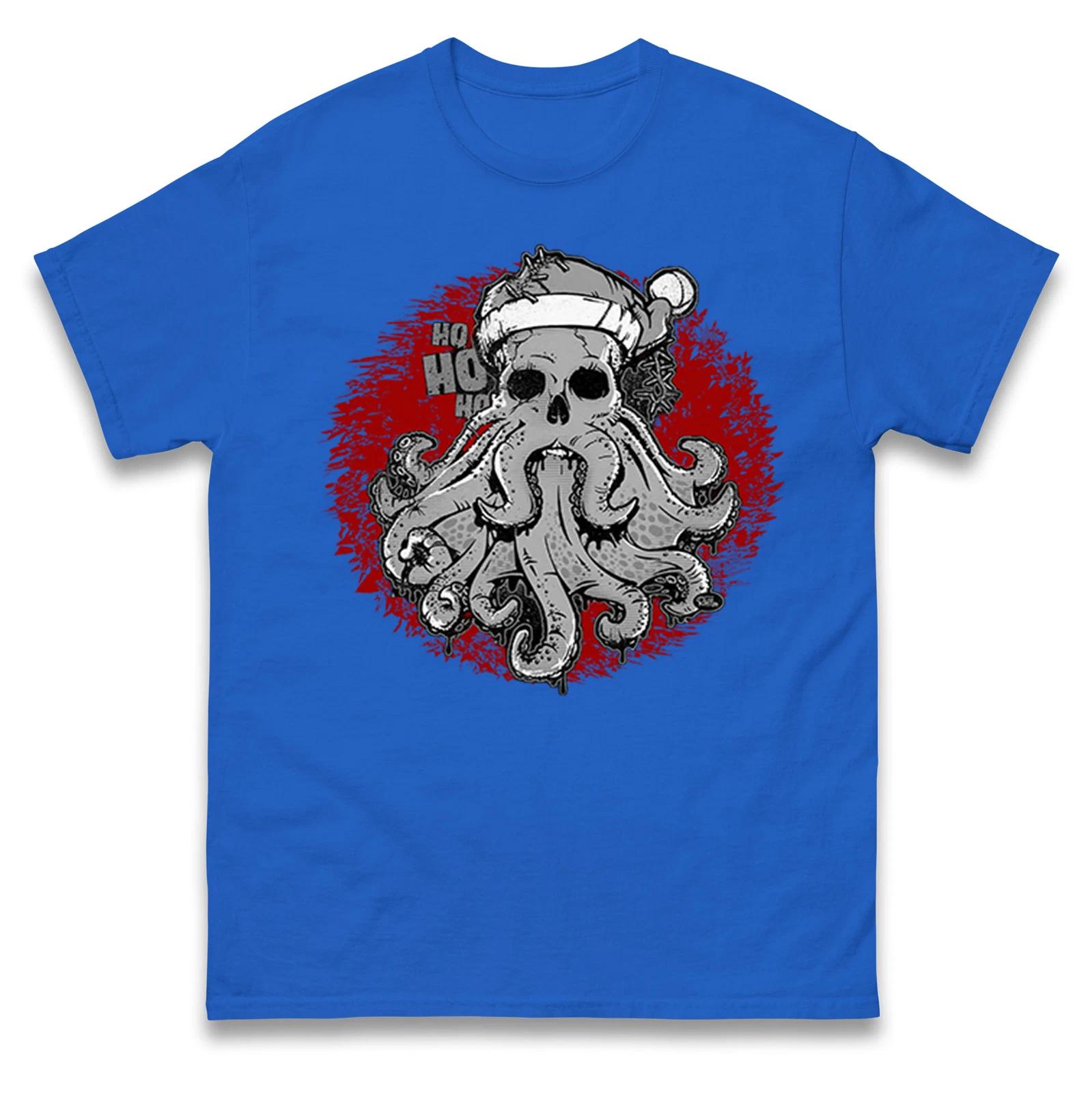 Ho Ho Santa Octopus Merry Christmas T Shirt,Santa Claus Spooky Christmas Tee XL