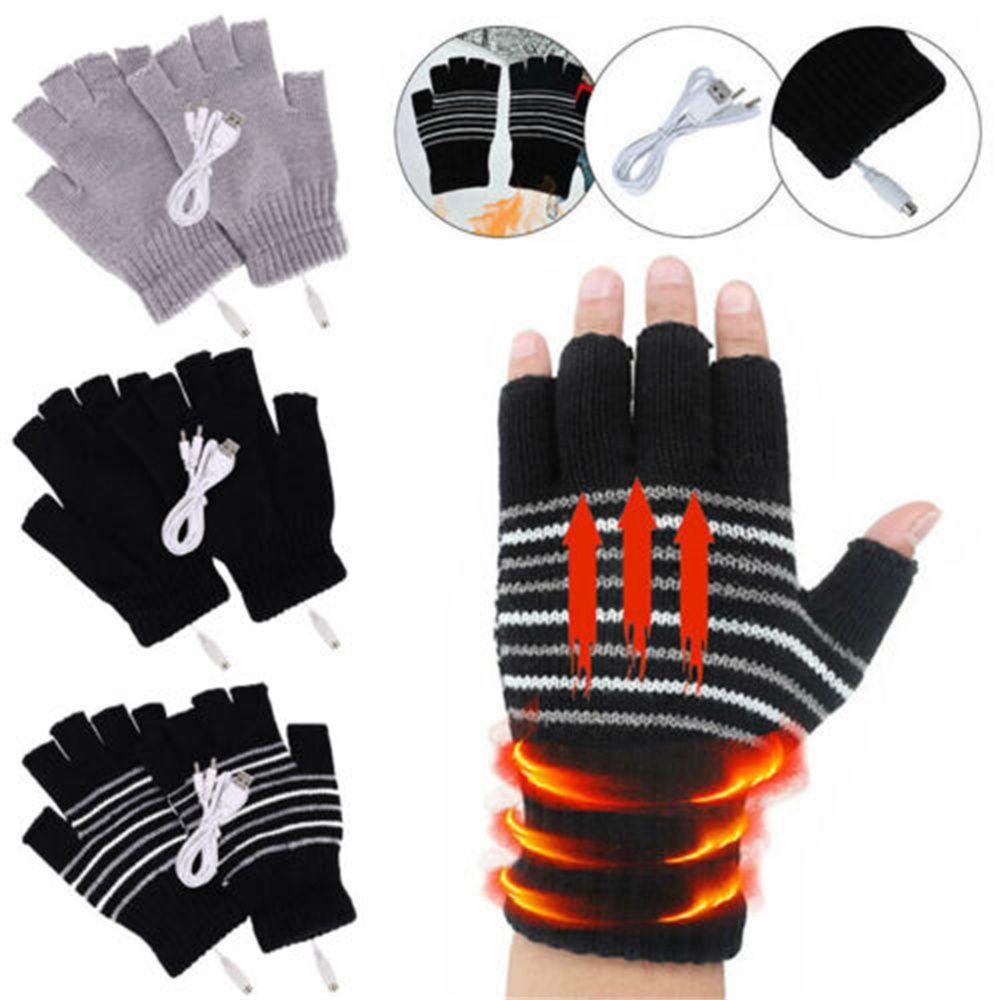 USB Winter Full&Half Finger Gloves Knitted Mitten Electric Heating Gloves Heated Gloves