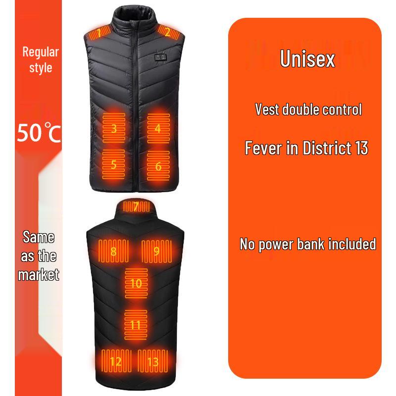 Four-Zone Temperature-Control Electric Heating Vest for Safe, Warmth