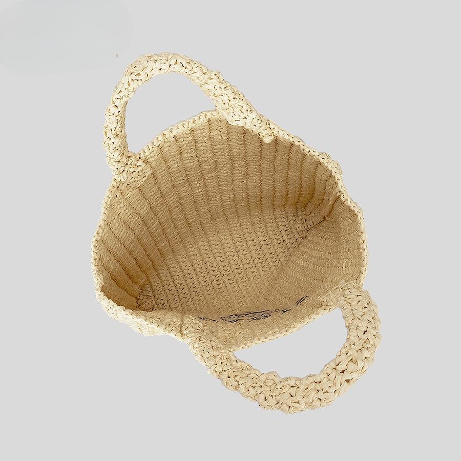 Handgemachte Stickerei Brief Tote Damen Seaside Holiday Strohtasche Große Kapazität Gewebte Tasche