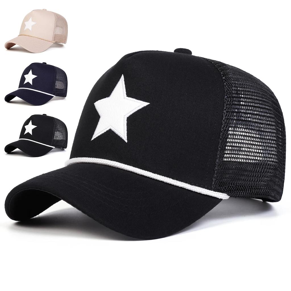 Net Baseball Stitching Embroidered Star Five-Pointed Neutral Gender Women Men For Caps Spring Summer Outdoor Adjustable Casual Hats Sunscreen Hat