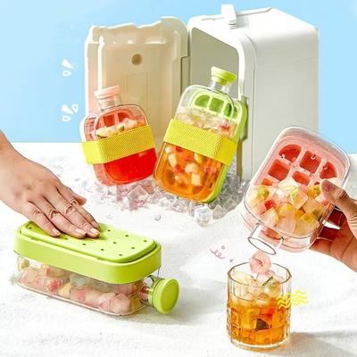 Portable Ice Cube Bottle Silicone Freezer Ice Trays Zero-contact Pressure Ice Cube Mold Water Bottle Ice Cube Maker 500/800ml