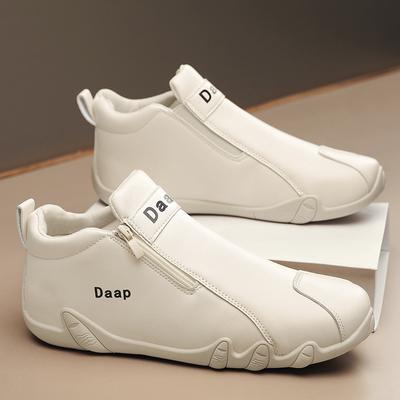 Men's Casual Leather Shoes Luxury Designer Men Ankle Boots Fashion Comfor Flats Outdoor Non Slip Men High Top Sneakers Moccasin