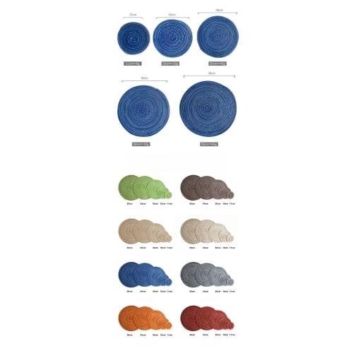 Multicolored Round Placemats, Satin-Dyed Cotton Woven Heat-Resistant Placemats and Coasters for Home Decor, 38cm, Milk Coffee Color (Cotton Round Brow