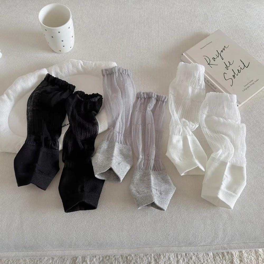 Kawaii Thin Short Socks Transparent Breathable Arm Cover Mesh Ruffle Leg Warmers Women Girls