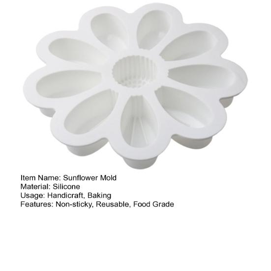 Sonnenblumenform, lebensmittelecht, nicht klebend, wiederverwendbar, zum Backen von Kuchen, DIY-Werkzeug, handgefertigt, ofenfest, Fondant, Mousse, Kuchenherstellung, Silikonform, Küchenbedarf