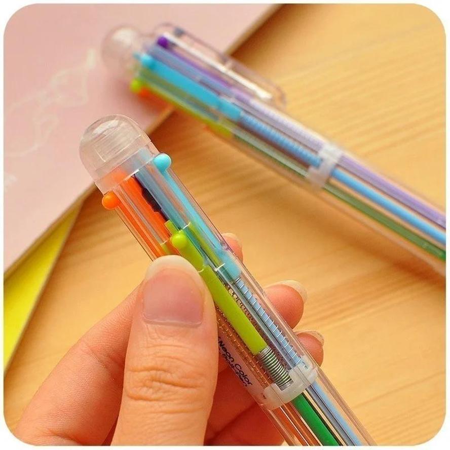 5 Pcs Transparent Cartoon Ballpoint Pen Creative Cute Colorful Swivel Supplies School&Office Supplies Kawaii Stationery