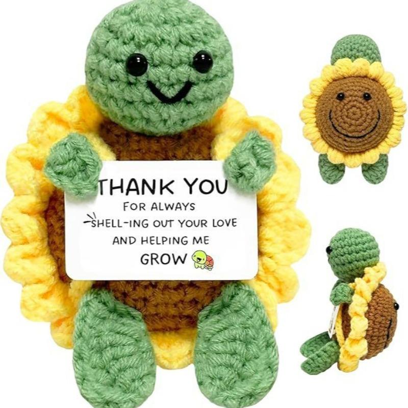 Positive Schildkröte mit Sonnenblumen-Design - Lustige inspirierende Schildkrötenfigur, Kreatives Geschenk für Schreibtischdekoration zu Hause & Aufmunterung
