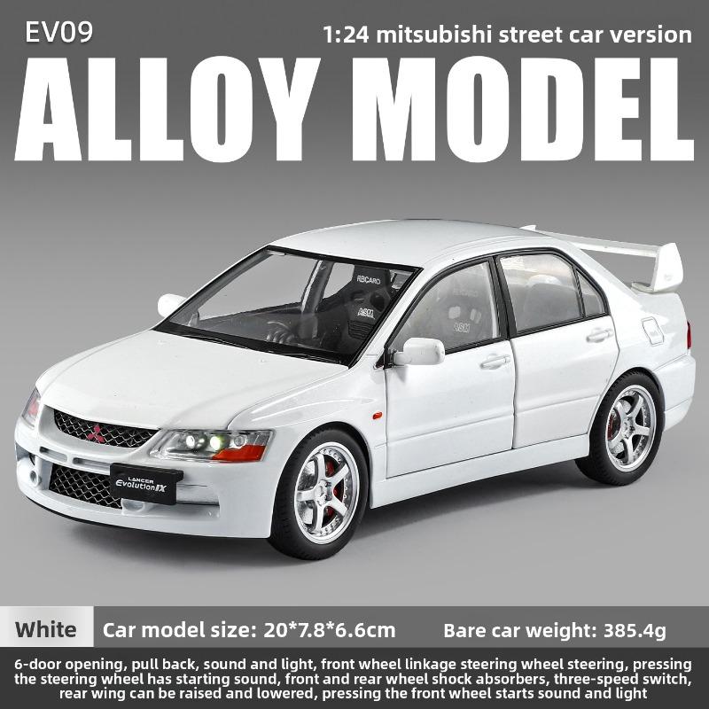 Officially Licensed 1:24 Mitsubishi EVO9 Modified Die-Cast Car Model with Pull-Back Sound and Light Collection Miniature Voiture