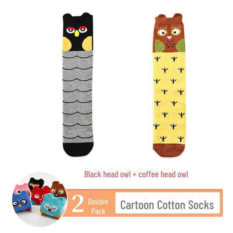 Kids' Cute Cartoon Knee-High Socks for Spring & Autumn - Mid-Tube, Long Pile Socks for Girls & Babies
