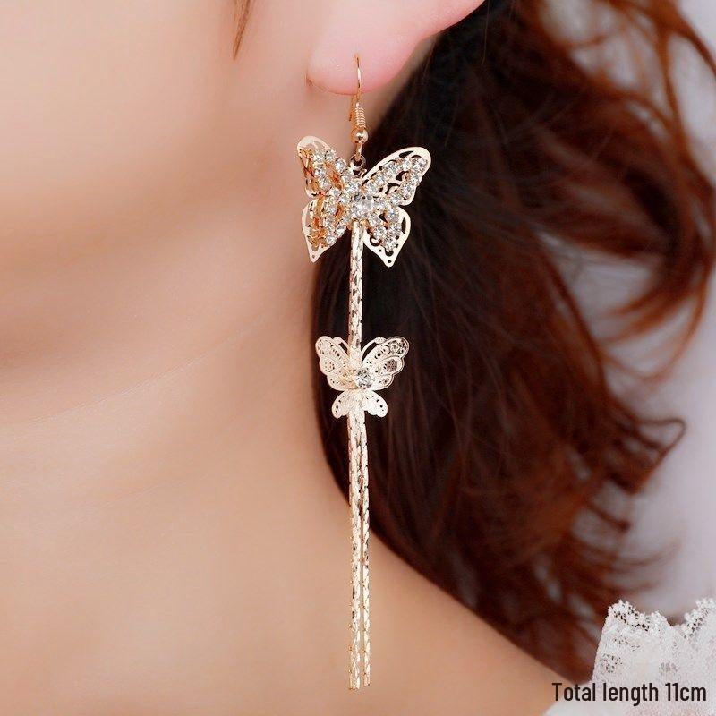 

Корейский стиль, серьги-пусеты с бриллиантами, жемчугом и цирконом, с кисточками, удлиненные, для стройного лица