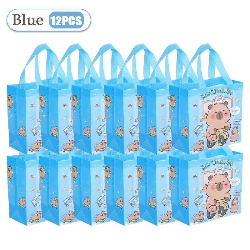 1-48PC Reusable Capybara Cartoon Tote Bag Foldable Gift Bag for Birthday Party Graduation Event Accessories Ideal Christmas Gift