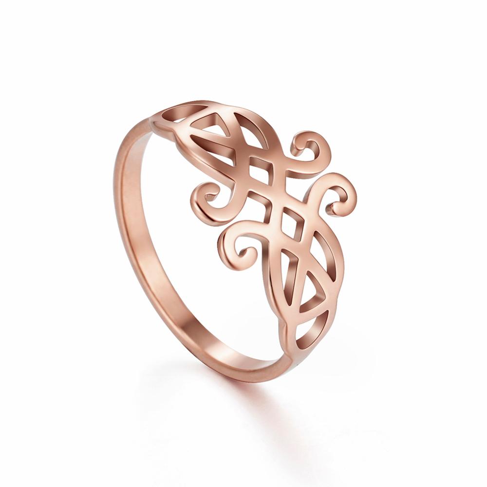 Women's Ring Stainless Steel Filigree Flower Gold Party Finger Rings Love Jewelry Anniversary Gifts for Women Femme