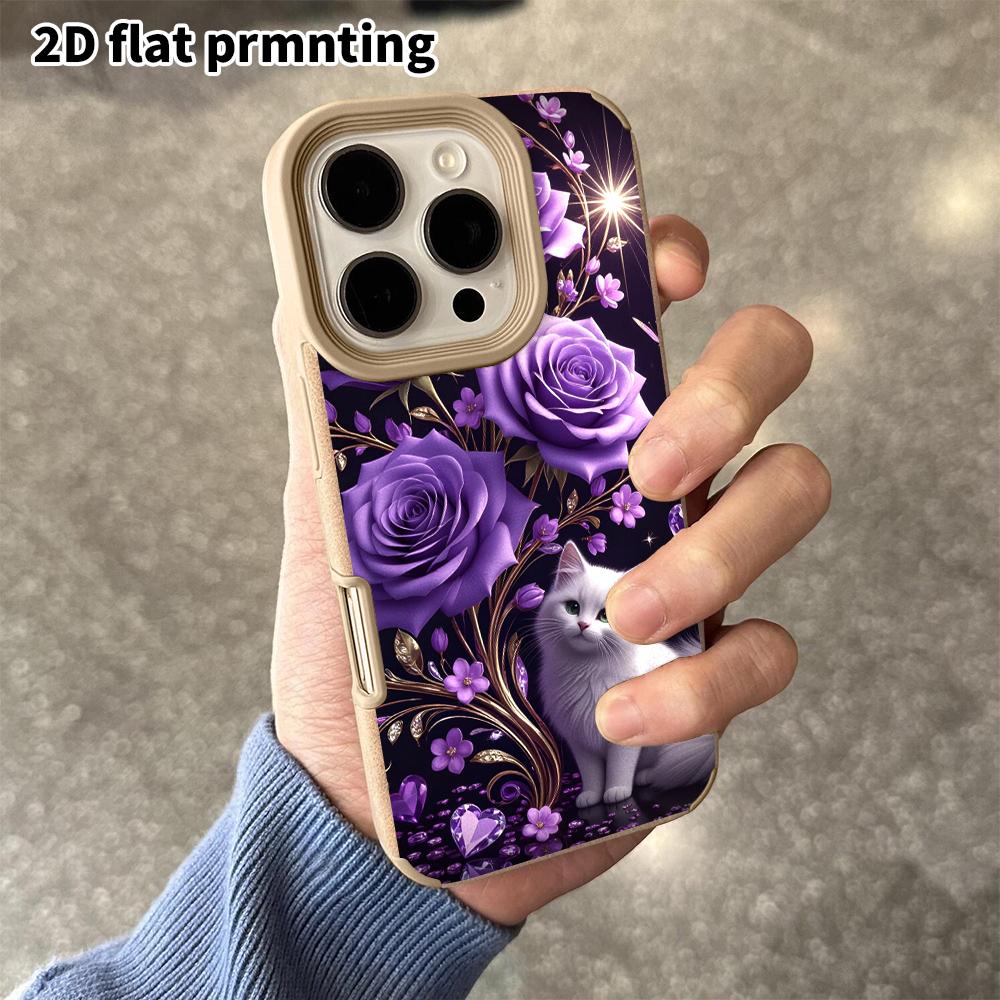 Phone Case: 2D Flat Lambskin Suitable for iPhone 18, 17, 16, 15, 14, 13Pro Protective Case, Dark Purple-black Background, Christmas and Halloween Gift