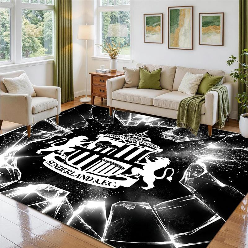 Sunderland Football Design Crystal Velvet Rug Soft Decorative Mat for Bedroom Entrance