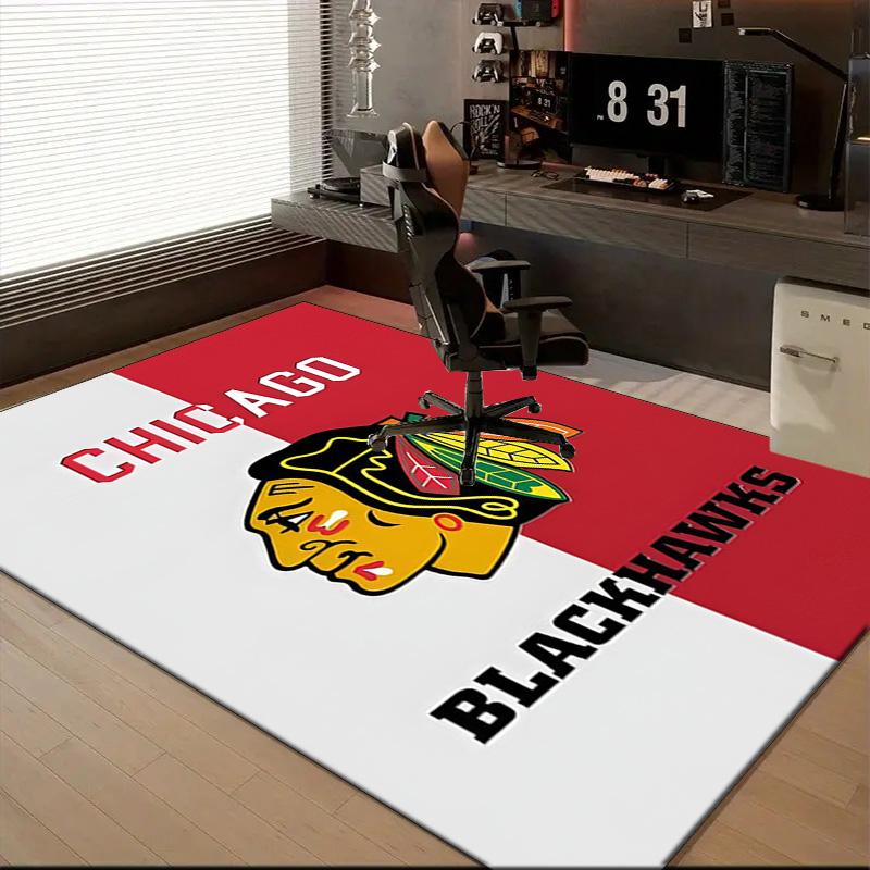 Blackhawks Kunstbodenmatte für Wohnzimmer, Spielzimmer, Büro, Schlafzimmer, Bürobodenmatte Verspieltes Design, Weihnachts-Fan-Geschenke