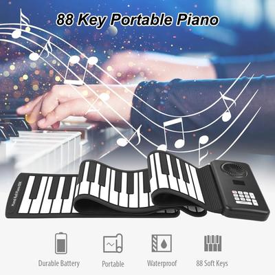 Tragbares Klavier mit 88 Tasten, Handroll-Elektronikpiano, umweltfreundliches Silikon, faltbares Klavier, für das Üben zu Hause, professionelles Elektropian