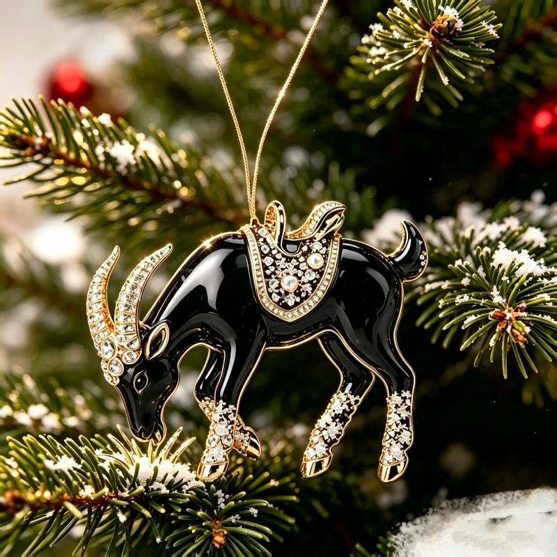 Christmas Tree Hanging Ornament Chinese Zodiac Goat Acrylic Pendant for Home Winter Holiday New Year Party Decor Gift