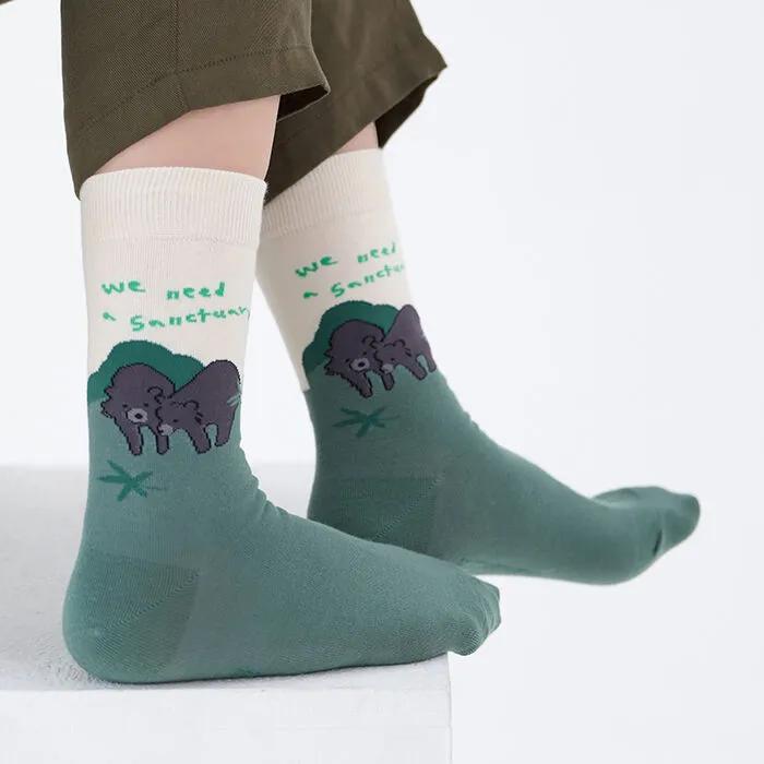Three Bears. Soft Organic Non-Compression Illustrated Socks