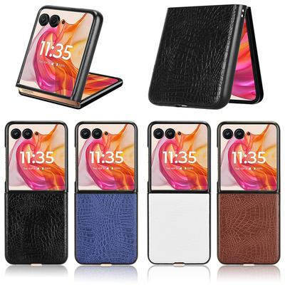 Étui adapté pour téléphone Motorola Razr 50, Étui en cuir motif crocodile pour Motorola Razr 60/70 Ultra