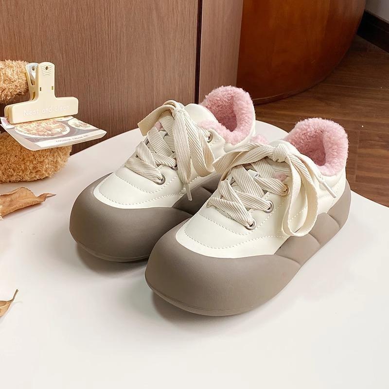-7 Milk Fufu Thick-soled Velvet Cotton Shoes Women's Winter New Bread Shoes Keep Warm and Comfortable