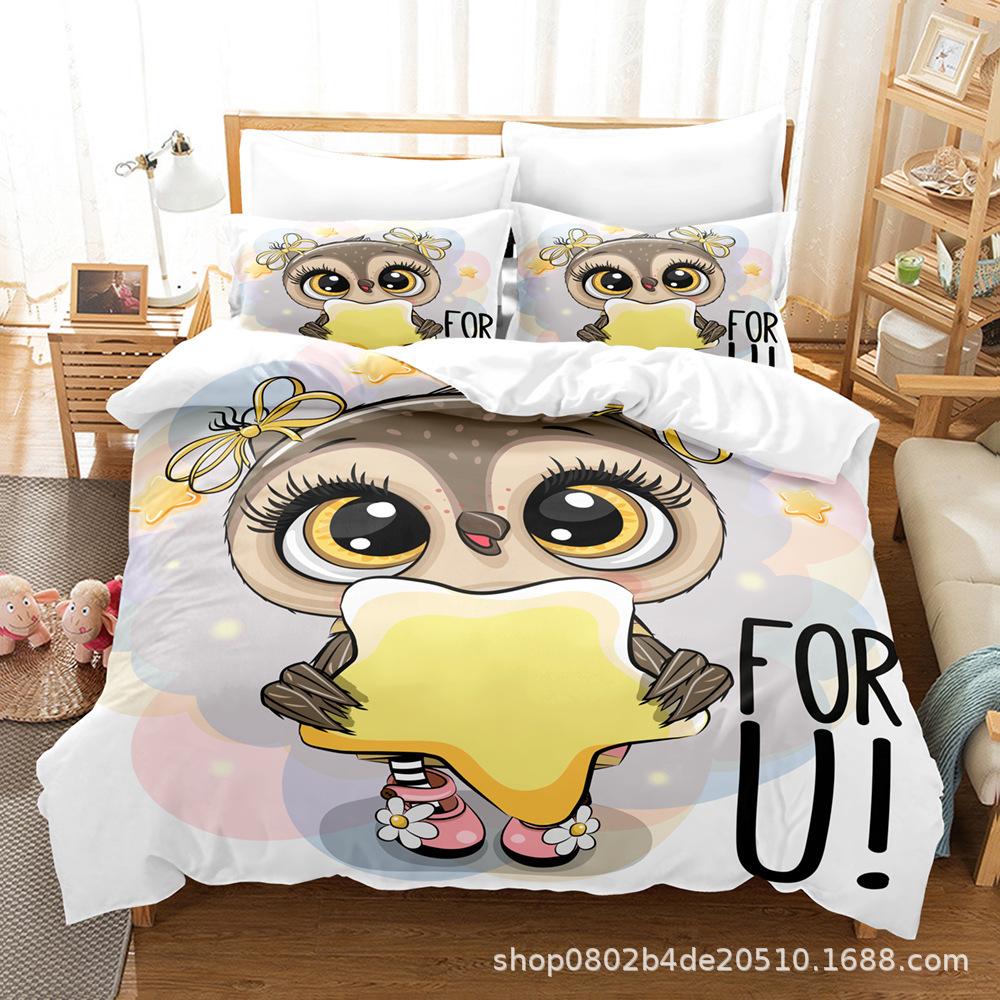 Sample Digital Printed Sheet Bed Quilt Bedding Home Textiles Cartoon Three-Piece Set