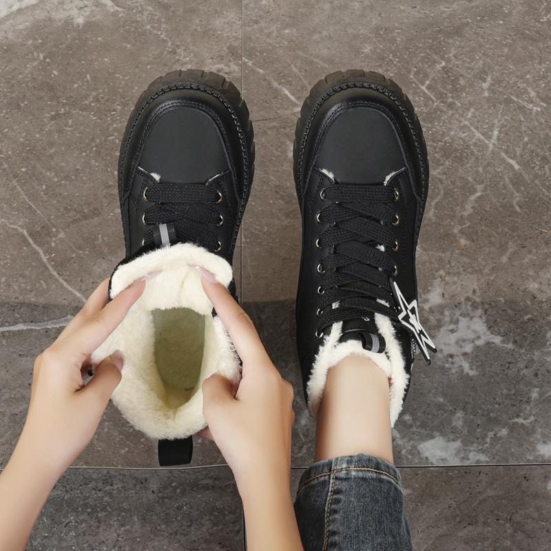 34-42 Kadın Kış Büyük Beden Moda Kalın Taban Ekstra Polar Yalıtımlı Pamuklu Botlar Kar Botları Yüksek Bilekli Pamuklu Ayakkabılar